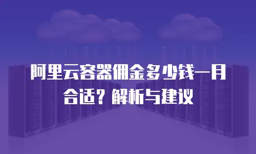 阿里云容器佣金多少钱一月合适？解析与建议
