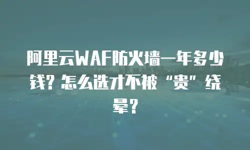 阿里云WAF防火墙一年多少钱？怎么选才不被&ldquo;贵&rdquo;绕晕？