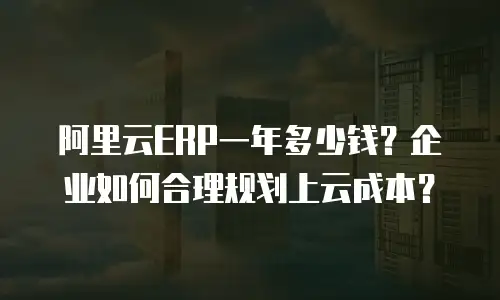 阿里云ERP一年多少钱？企业如何合理规划上云成本？