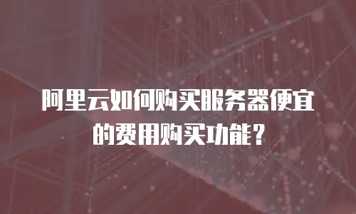 阿里云如何购买服务器便宜的费用购买功能？