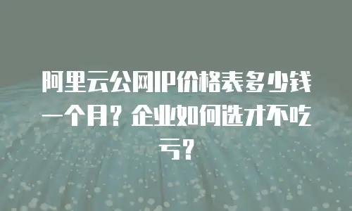 阿里云公网IP价格表多少钱一个月？企业如何选才不吃亏？