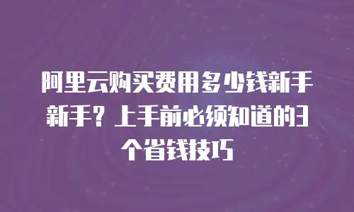 阿里云购买费用多少钱新手新手？上手前必须知道的3个省钱技巧
