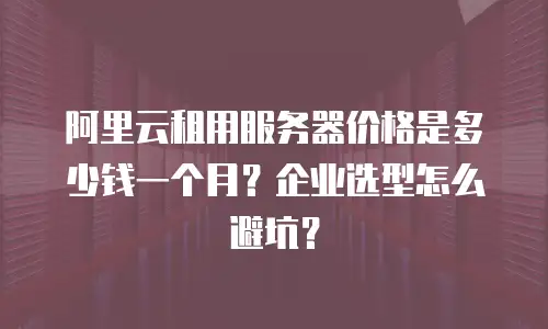 阿里云租用服务器价格是多少钱一个月？企业选型怎么避坑？