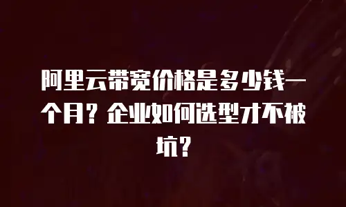 阿里云带宽价格是多少钱一个月？企业如何选型才不被坑？