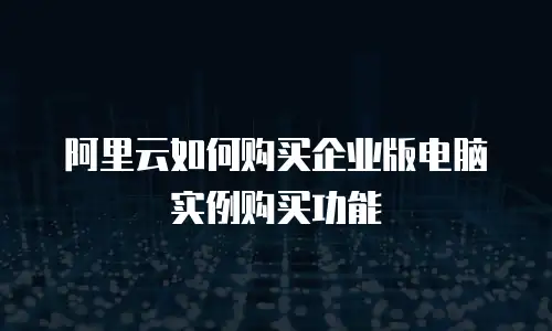 阿里云如何购买企业版电脑实例购买功能