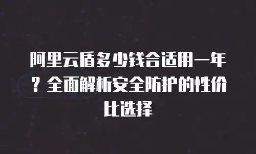 阿里云盾多少钱合适用一年？全面解析安全防护的性价比选择