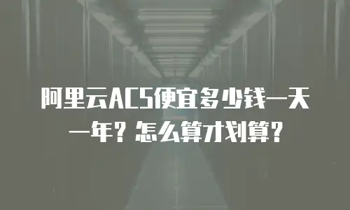 阿里云ACS便宜多少钱一天一年？怎么算才划算？
