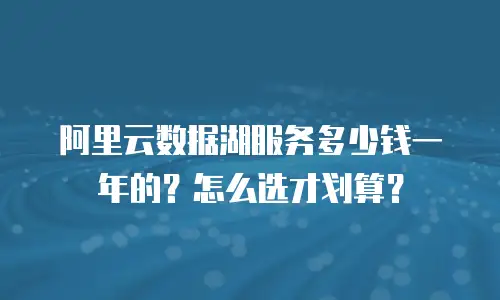 阿里云数据湖服务多少钱一年的？怎么选才划算？