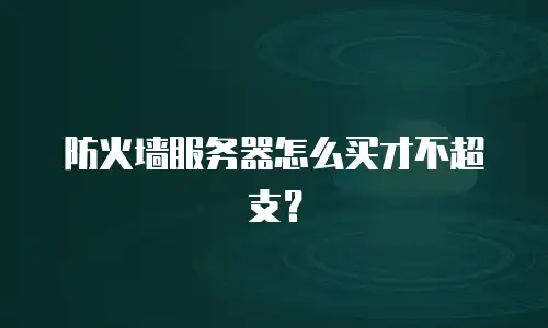 防火墙服务器怎么买才不超支？