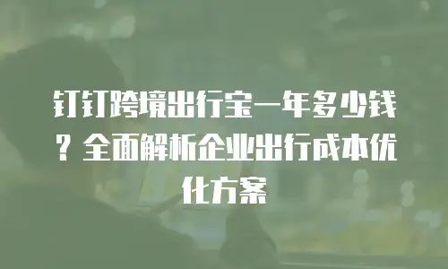 钉钉跨境出行宝一年多少钱？全面解析企业出行成本优化方案