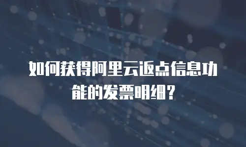 如何获得阿里云返点信息功能的发票明细？