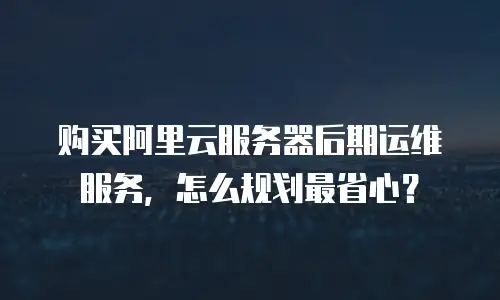 购买阿里云服务器后期运维服务，怎么规划最省心？