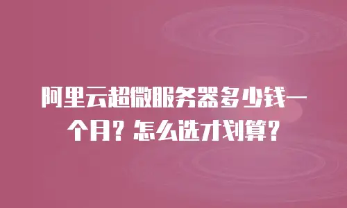 阿里云超微服务器多少钱一个月？怎么选才划算？