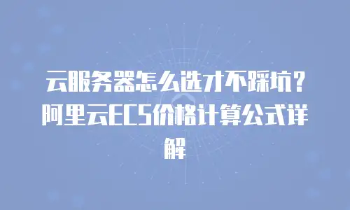 云服务器怎么选才不踩坑？阿里云ECS价格计算公式详解