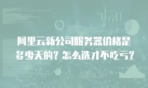 阿里云新公司服务器价格是多少天的？怎么选才不吃亏？