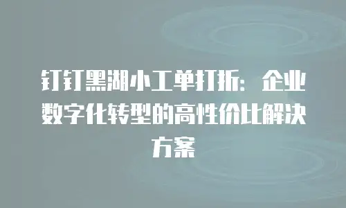 钉钉黑湖小工单打折：企业数字化转型的高性价比解决方案