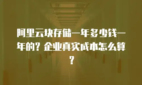阿里云块存储一年多少钱一年的？企业真实成本怎么算？