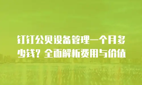 钉钉公贝设备管理一个月多少钱？全面解析费用与价值
