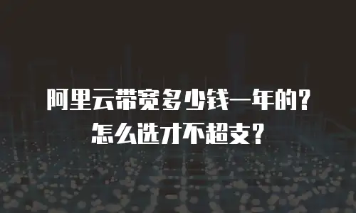 阿里云带宽多少钱一年的？怎么选才不超支？