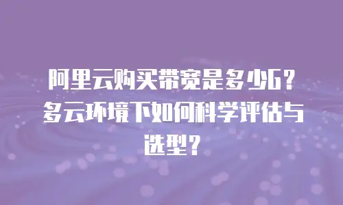 阿里云购买带宽是多少G？多云环境下如何科学评估与选型？