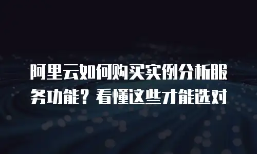 阿里云如何购买实例分析服务功能？看懂这些才能选对