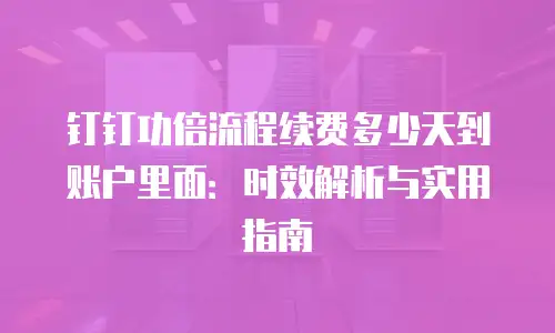 钉钉功倍流程续费多少天到账户里面：时效解析与实用指南
