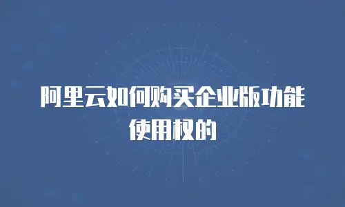 阿里云如何购买企业版功能使用权的