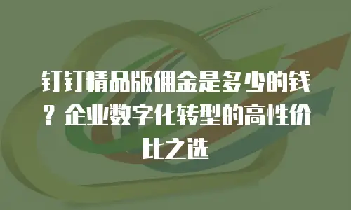 钉钉精品版佣金是多少的钱？企业数字化转型的高性价比之选