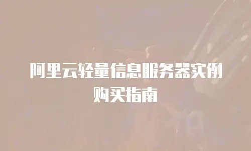 阿里云轻量信息服务器实例购买指南
