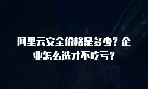 阿里云安全价格是多少？企业怎么选才不吃亏？