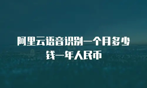 阿里云语音识别一个月多少钱一年人民币