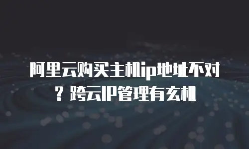 阿里云购买主机ip地址不对？跨云IP管理有玄机