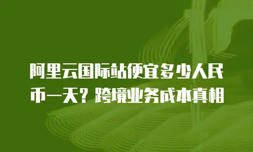 阿里云国际站便宜多少人民币一天？跨境业务成本真相