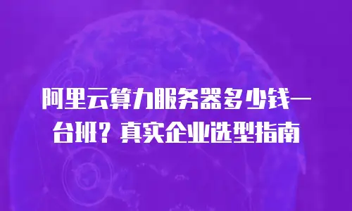阿里云算力服务器多少钱一台班？真实企业选型指南