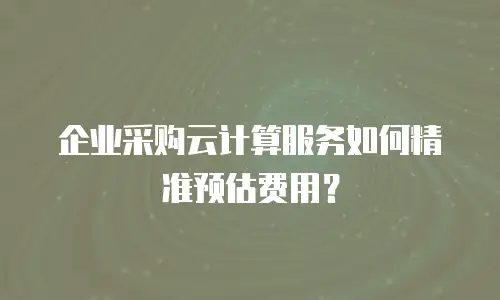 企业采购云计算服务如何精准预估费用？