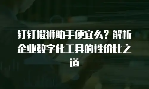 钉钉橙狮助手便宜么？解析企业数字化工具的性价比之道