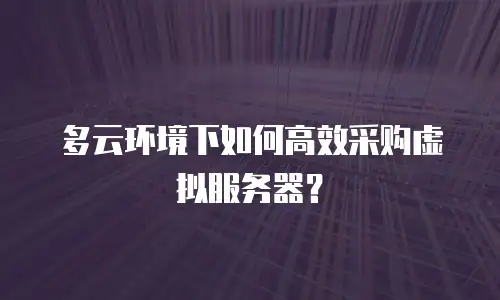 多云环境下如何高效采购虚拟服务器？