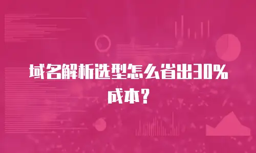 域名解析选型怎么省出30%成本？