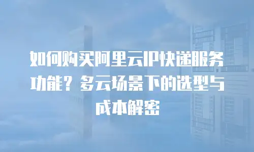 如何购买阿里云IP快递服务功能？多云场景下的选型与成本解密
