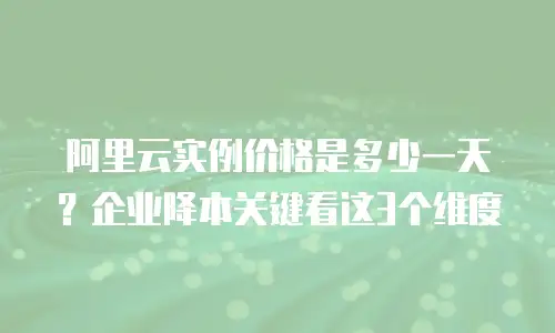 阿里云实例价格是多少一天？企业降本关键看这3个维度