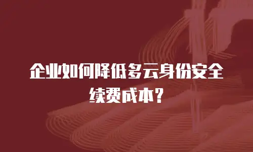 企业如何降低多云身份安全续费成本？