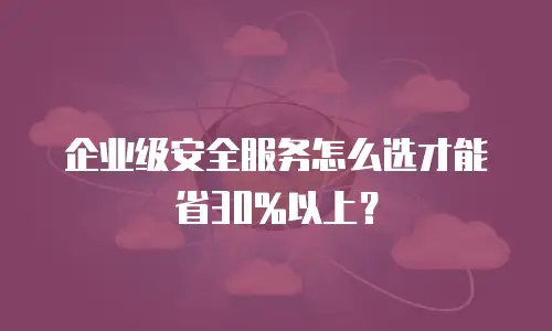 企业级安全服务怎么选才能省30%以上？