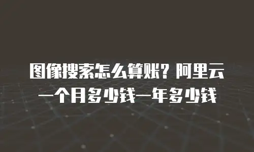 图像搜索怎么算账？阿里云一个月多少钱一年多少钱