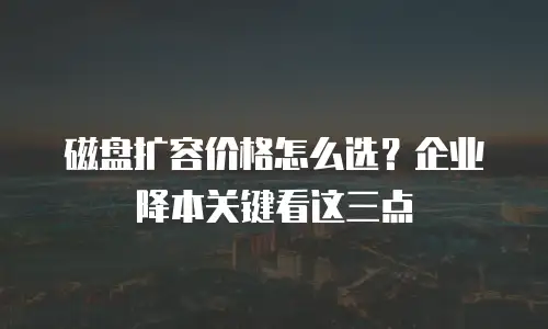 磁盘扩容价格怎么选？企业降本关键看这三点