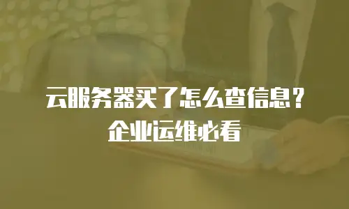 云服务器买了怎么查信息？企业运维必看