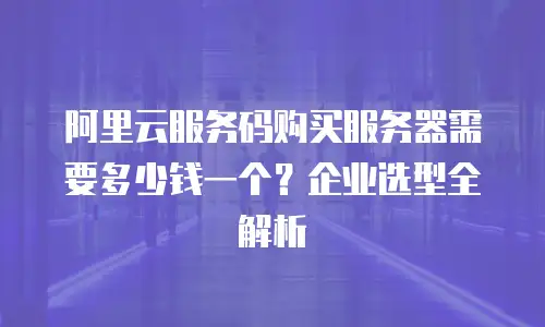 阿里云服务码购买服务器需要多少钱一个？企业选型全解析
