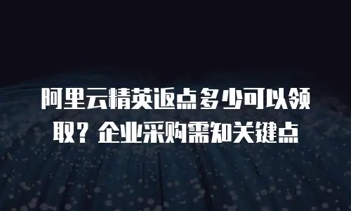 阿里云精英返点多少可以领取？企业采购需知关键点