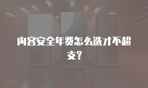 内容安全年费怎么选才不超支？