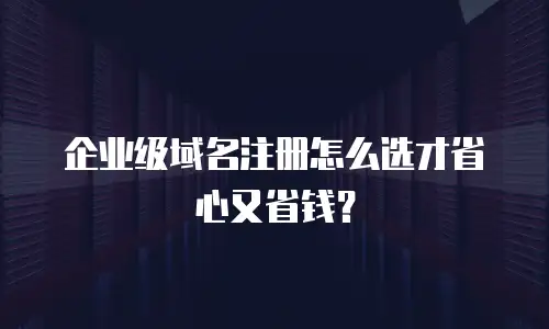 企业级域名注册怎么选才省心又省钱？