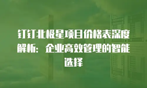钉钉北极星项目价格表深度解析：企业高效管理的智能选择